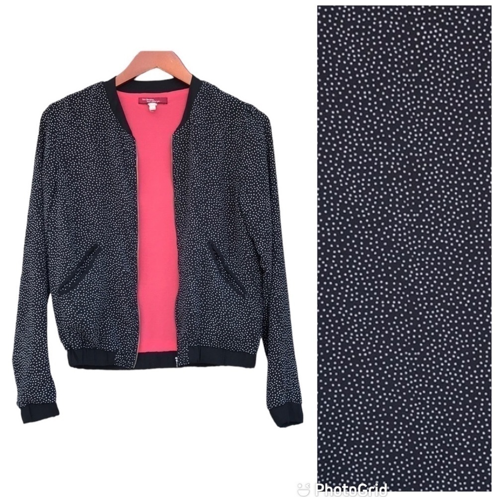 Bershka BSK Polka Dot Lightweight Zip Jacket Black White Size M